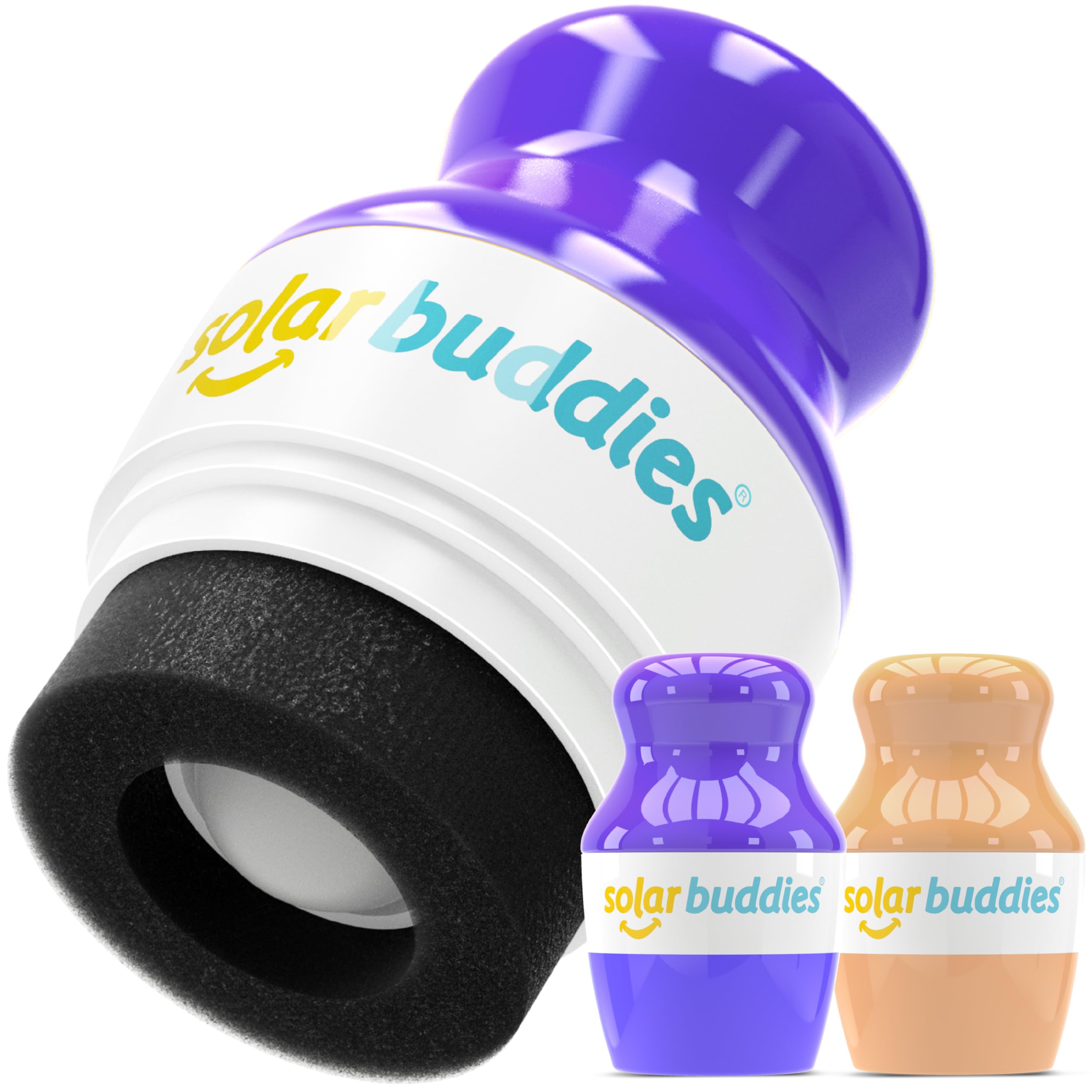 Solar Buddies Sunscreen Applicator – Full Blue & Pink Duo – BPA-Free Refillable Roll-on Sponge for Sunscreens & Lotions – For Kids, Adults & Families – 3.4Fl Oz – Perfect for Travel