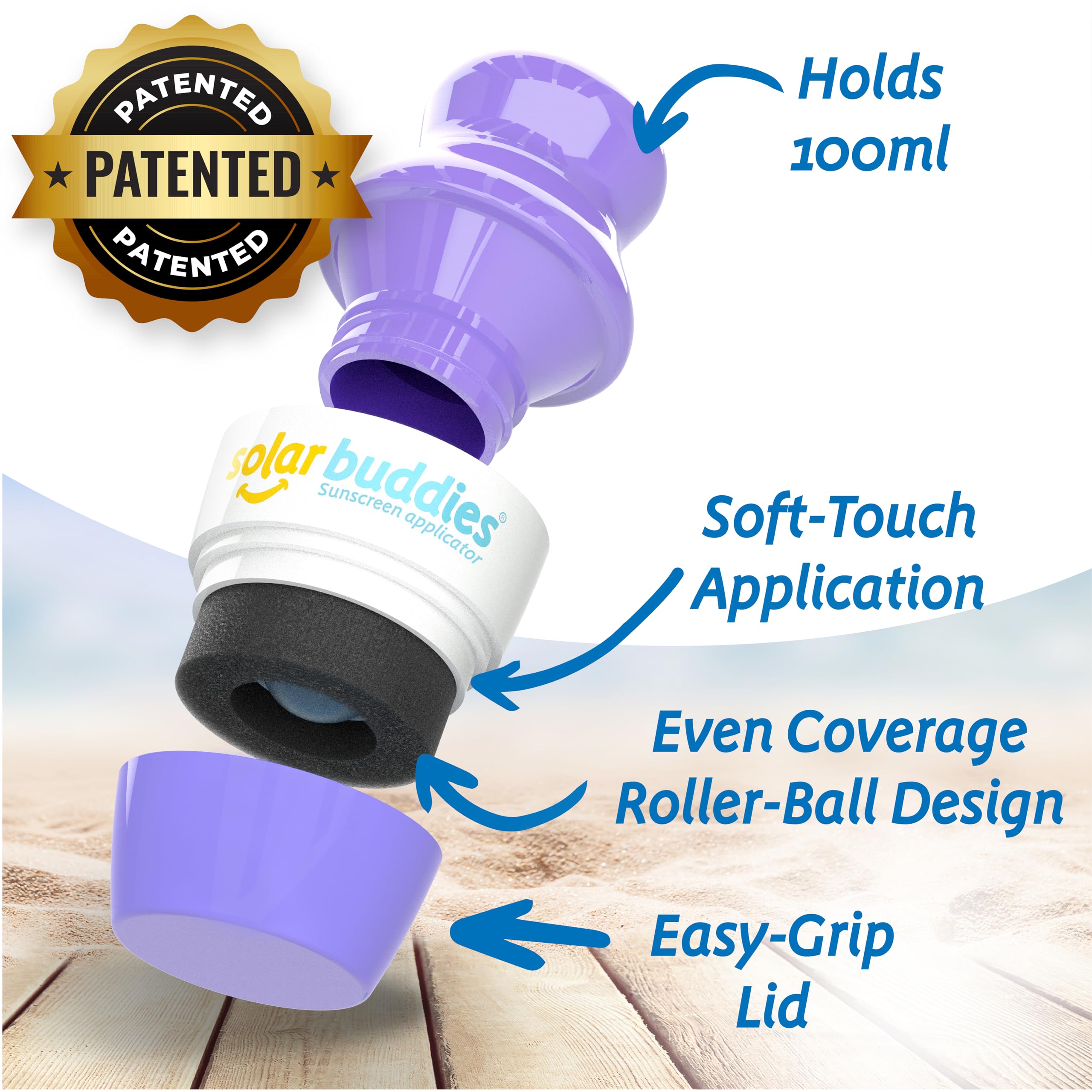Solar Buddies Sunscreen Applicator – Full Blue & Pink Duo – BPA-Free Refillable Roll-on Sponge for Sunscreens & Lotions – For Kids, Adults & Families – 3.4Fl Oz – Perfect for Travel