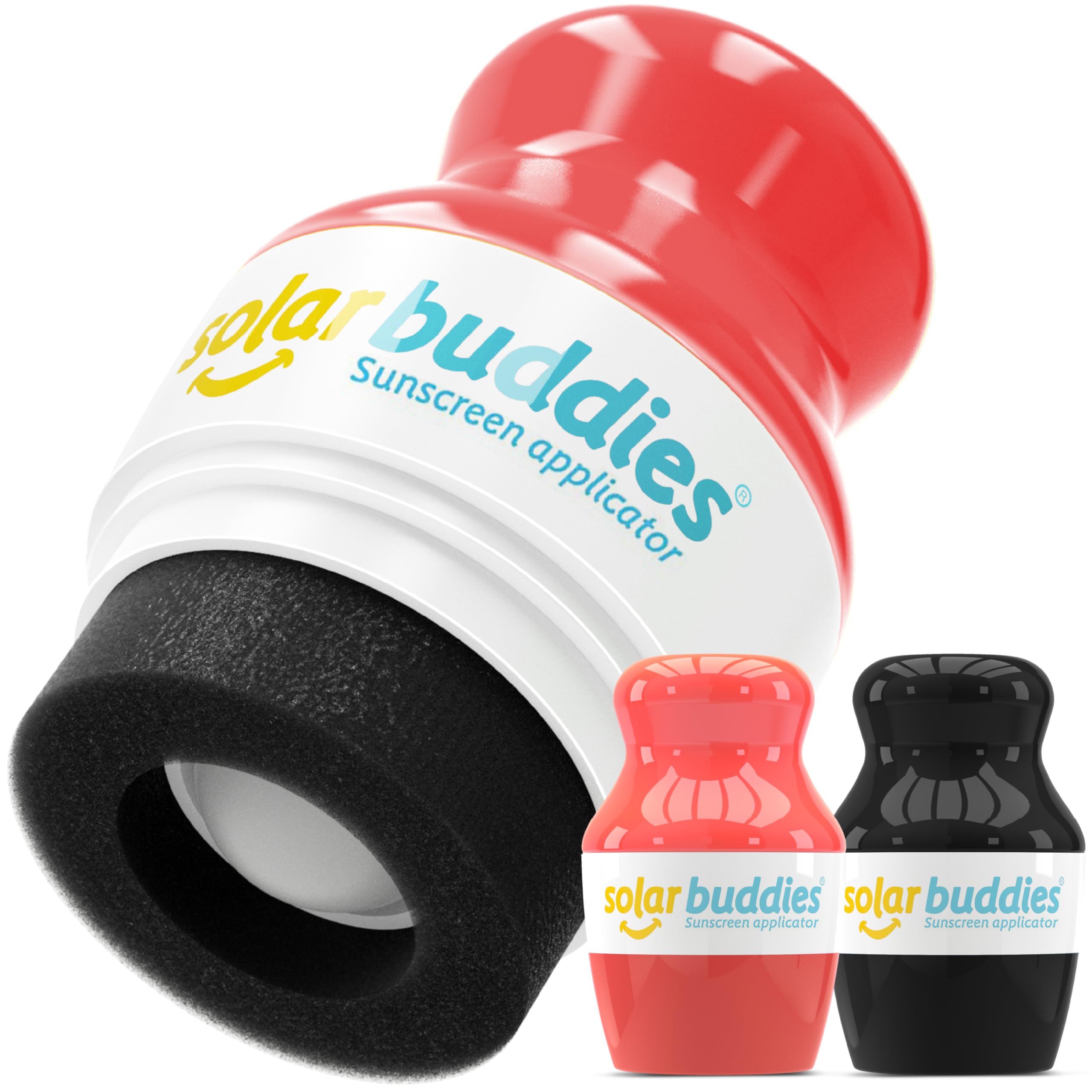 Solar Buddies Sunscreen Applicator – Full Blue & Pink Duo – BPA-Free Refillable Roll-on Sponge for Sunscreens & Lotions – For Kids, Adults & Families – 3.4Fl Oz – Perfect for Travel