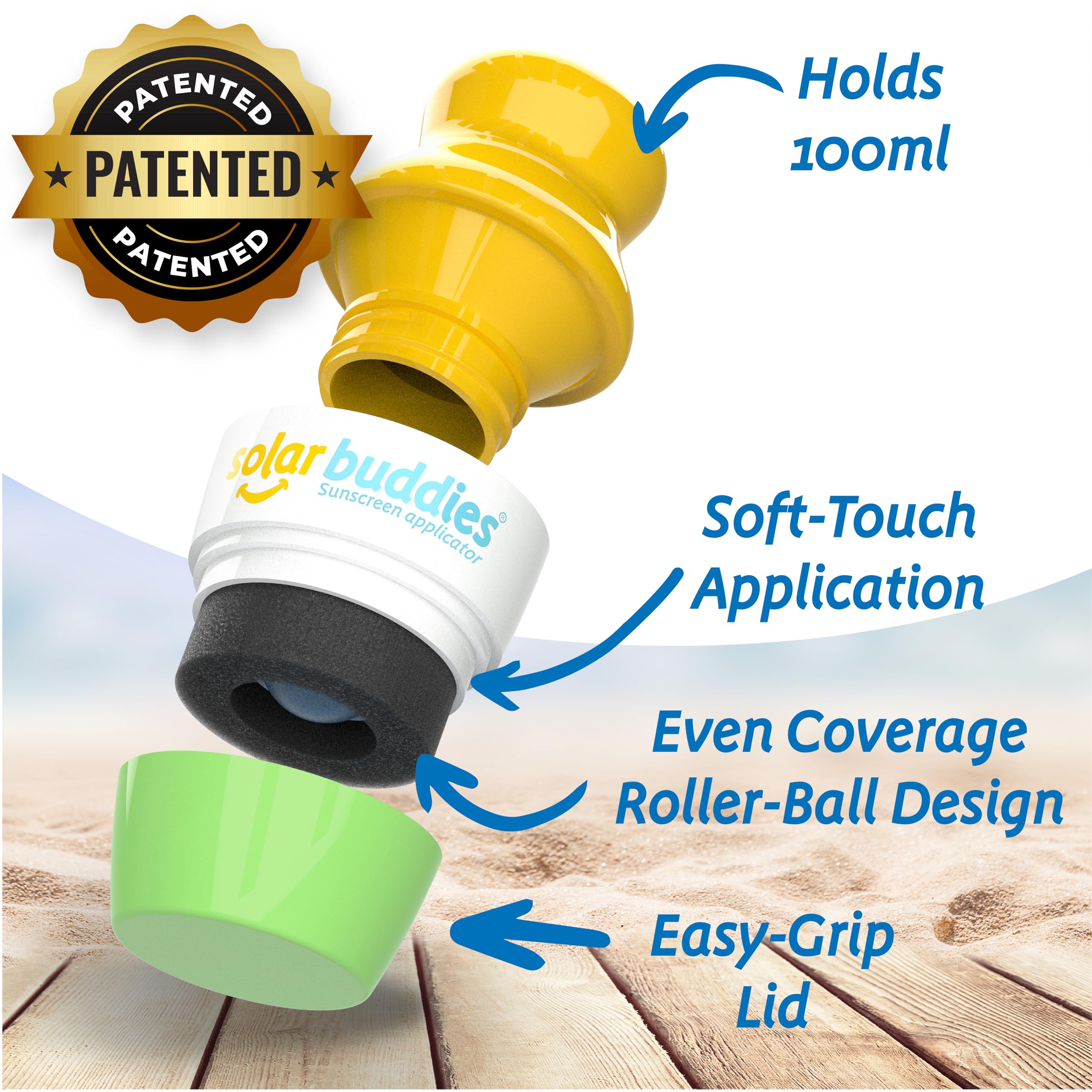 Solar Buddies Sunscreen Applicator – Full Blue & Pink Duo – BPA-Free Refillable Roll-on Sponge for Sunscreens & Lotions – For Kids, Adults & Families – 3.4Fl Oz – Perfect for Travel