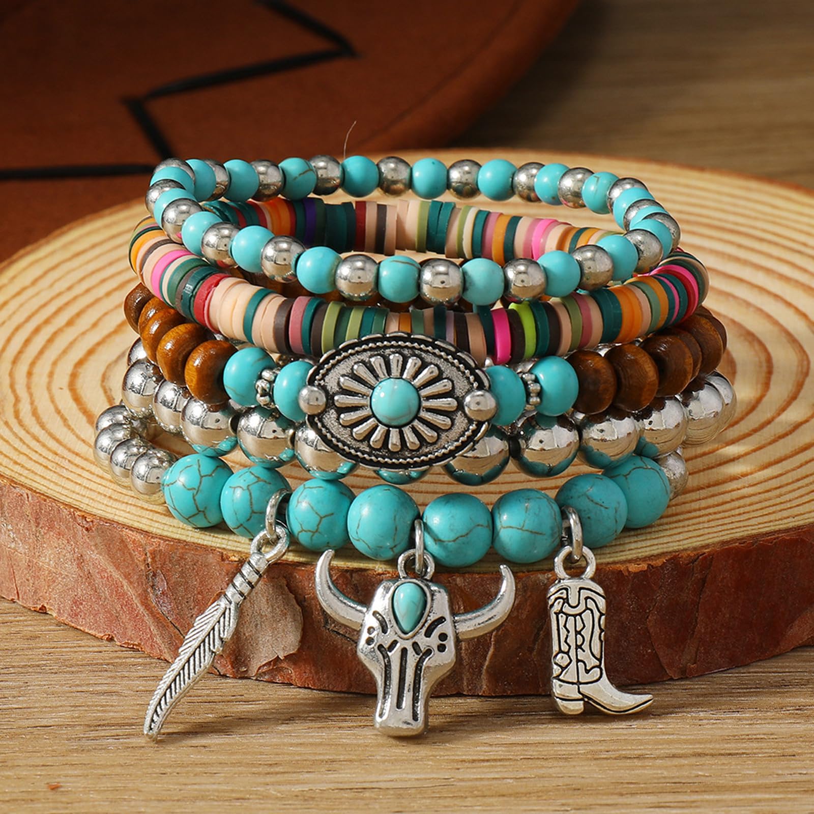 Navajo Pearls Jewelry Turquoise Western Bracelets Boho Native Jewelry Beaded Bracelet Stack for Summer Clothes Country Concert Outfits