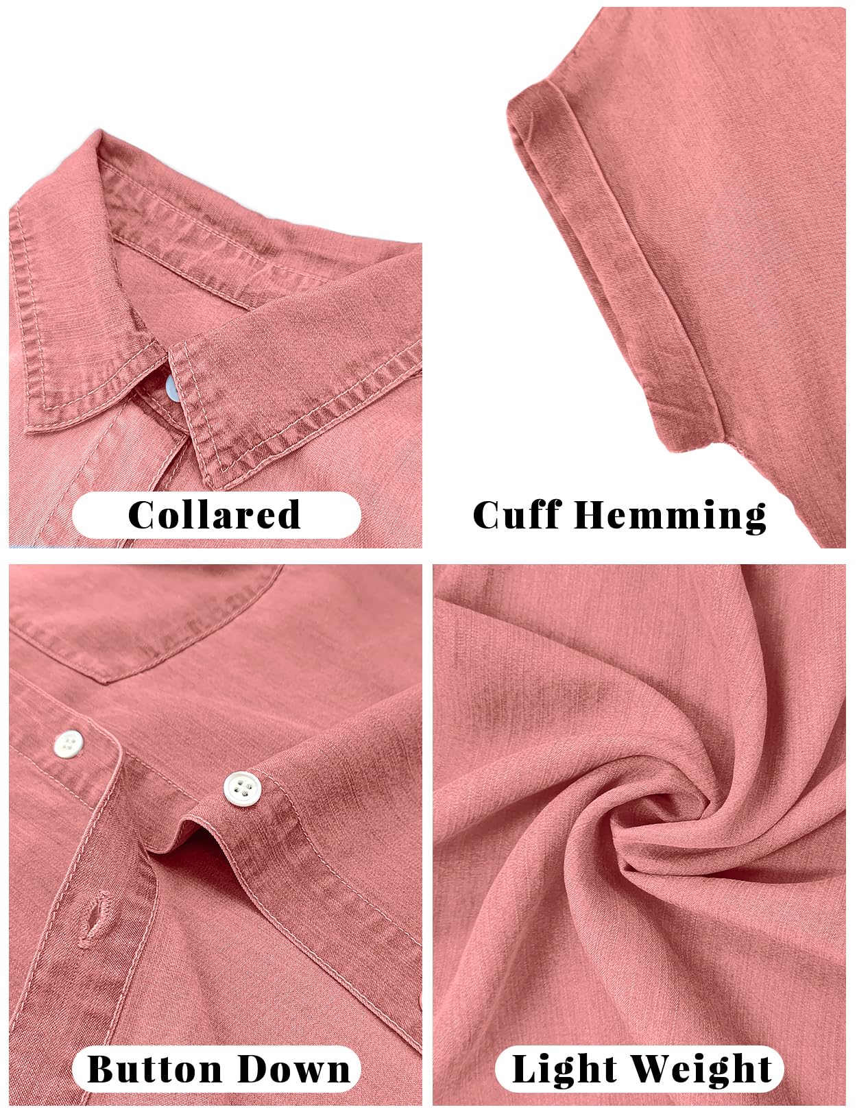 Zilcremo Women Denim Shirt Dresses Short Sleeve Distressed Jean Dress Button Down Casual Tunic Top
