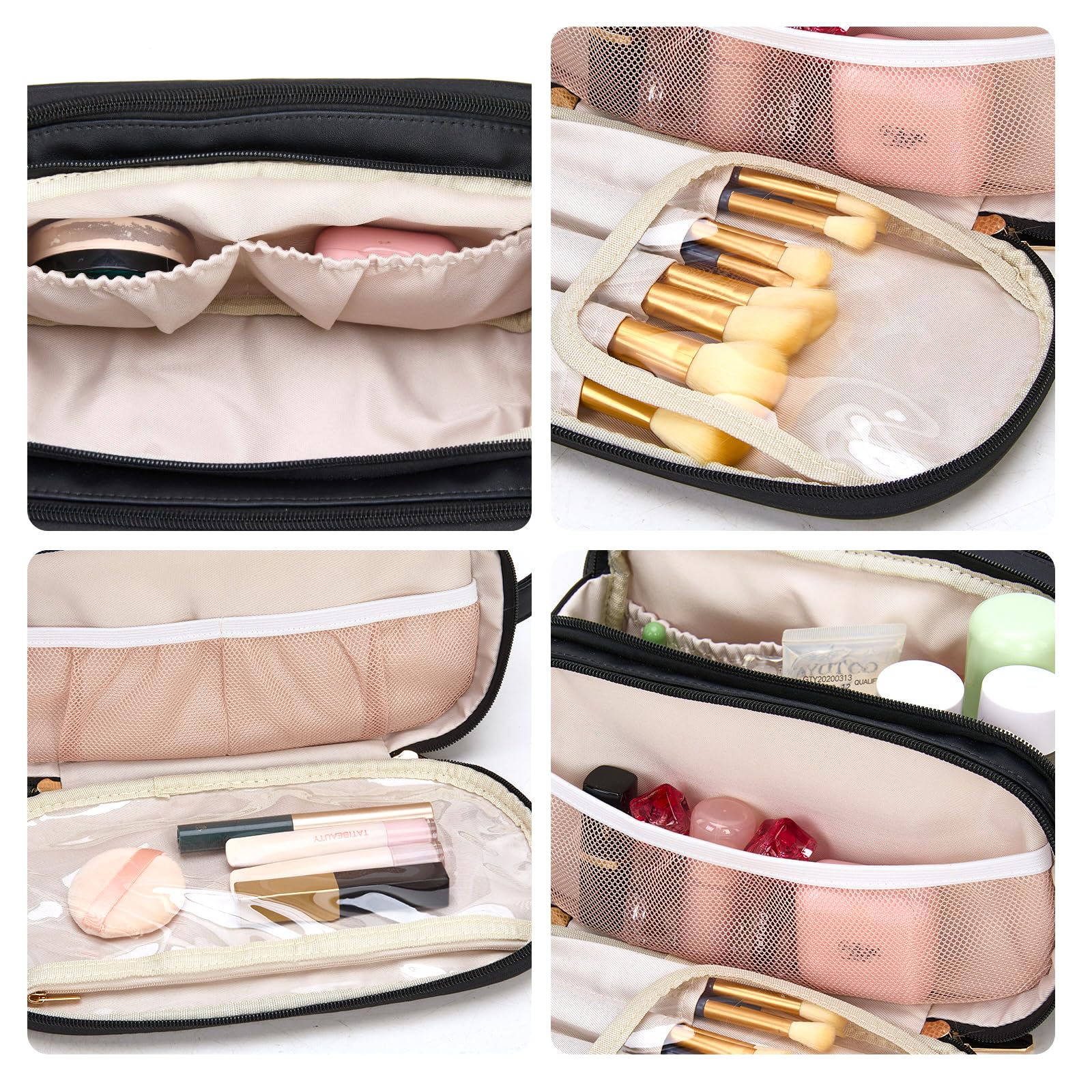 Montana West X Wrangler Large Makeup Bag Travel Toiletry Bag Portable Cosmetic Bag Make Up Organizer with Divider and Handle for Women