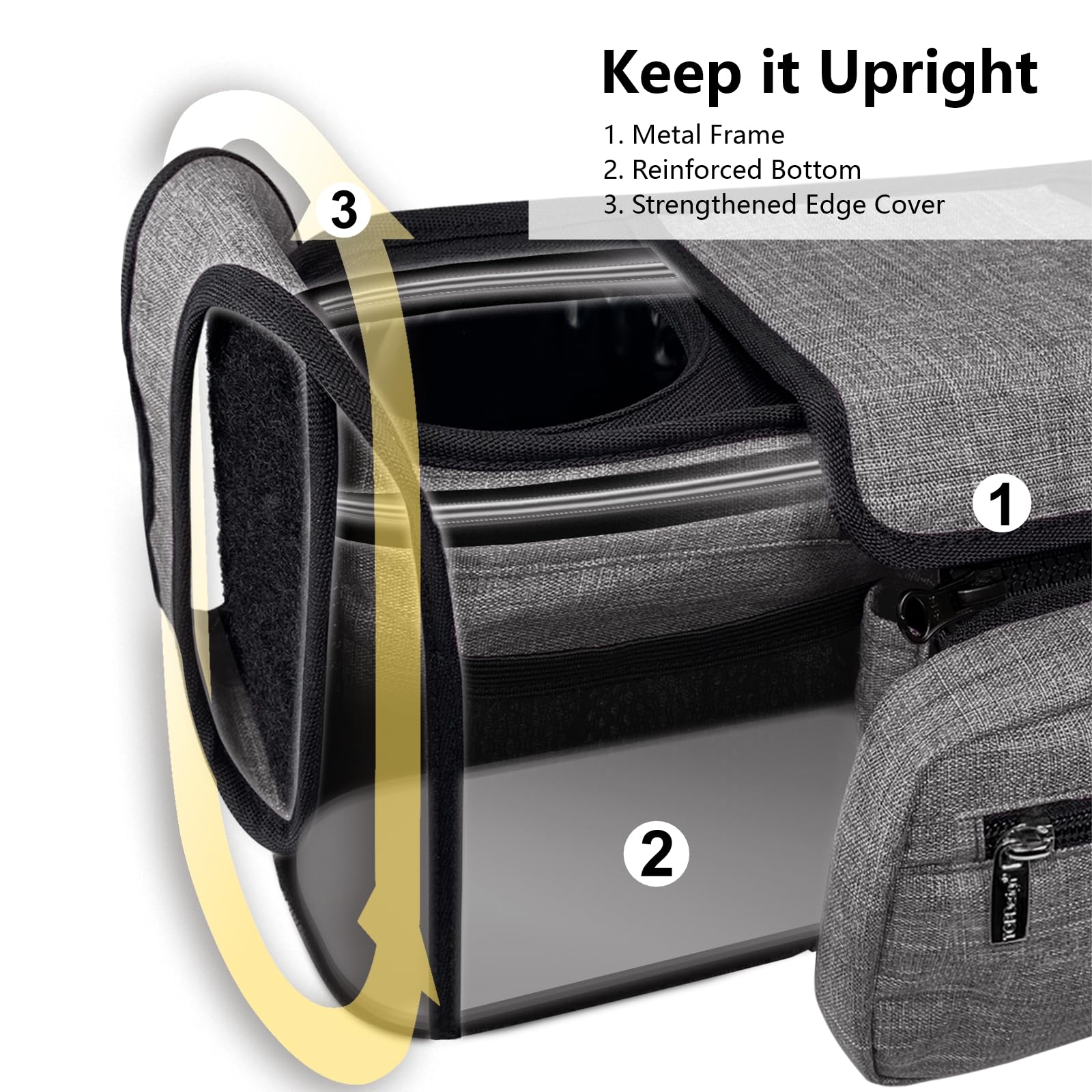 TOPDesign Universal Baby Stroller Organizer, Stroller Caddy with Detachable Mesh Bag & Heightened Insulated Cup Holders & Non-Slip Secure Hooks Accessories, Fits Most Strollers (Checkerboard)