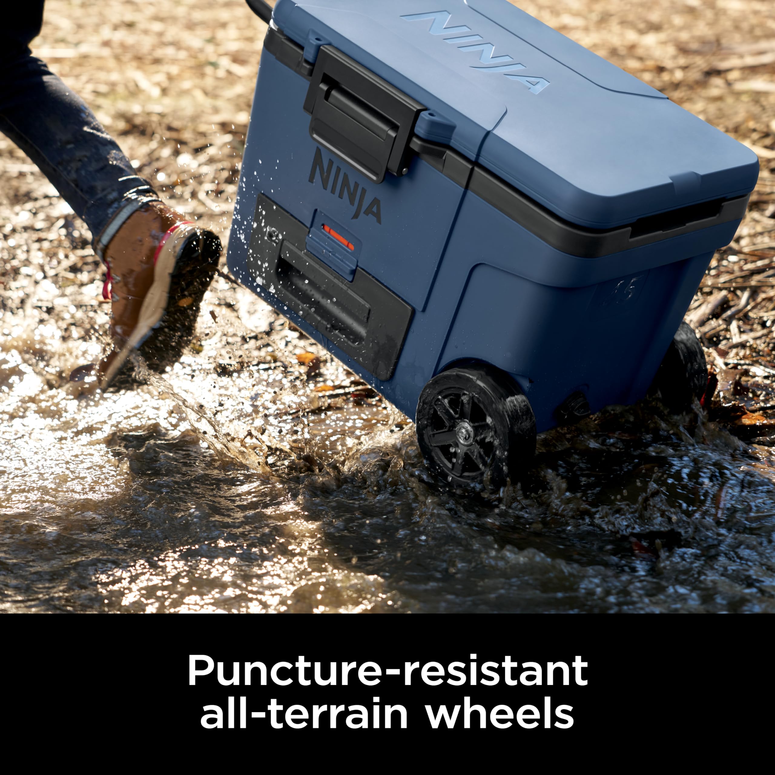 Ninja | Cooler | FrostVault 45QT Cooler with Wheels | Insulated with Temp Dry Storage Drawer | Keeps Ice Cold for Days | for the Beach, Camping, Picnics & More | Cloud White | FB245WH