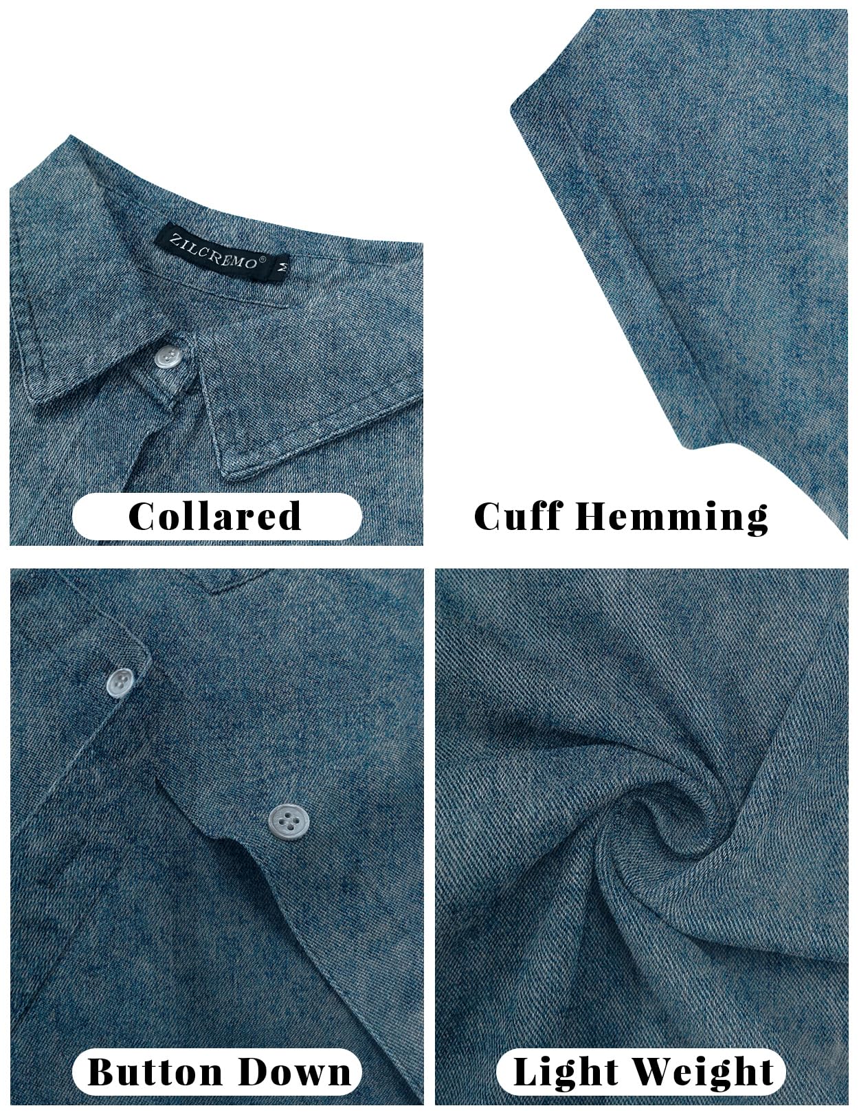 Zilcremo Women Denim Shirt Dresses Short Sleeve Distressed Jean Dress Button Down Casual Tunic Top
