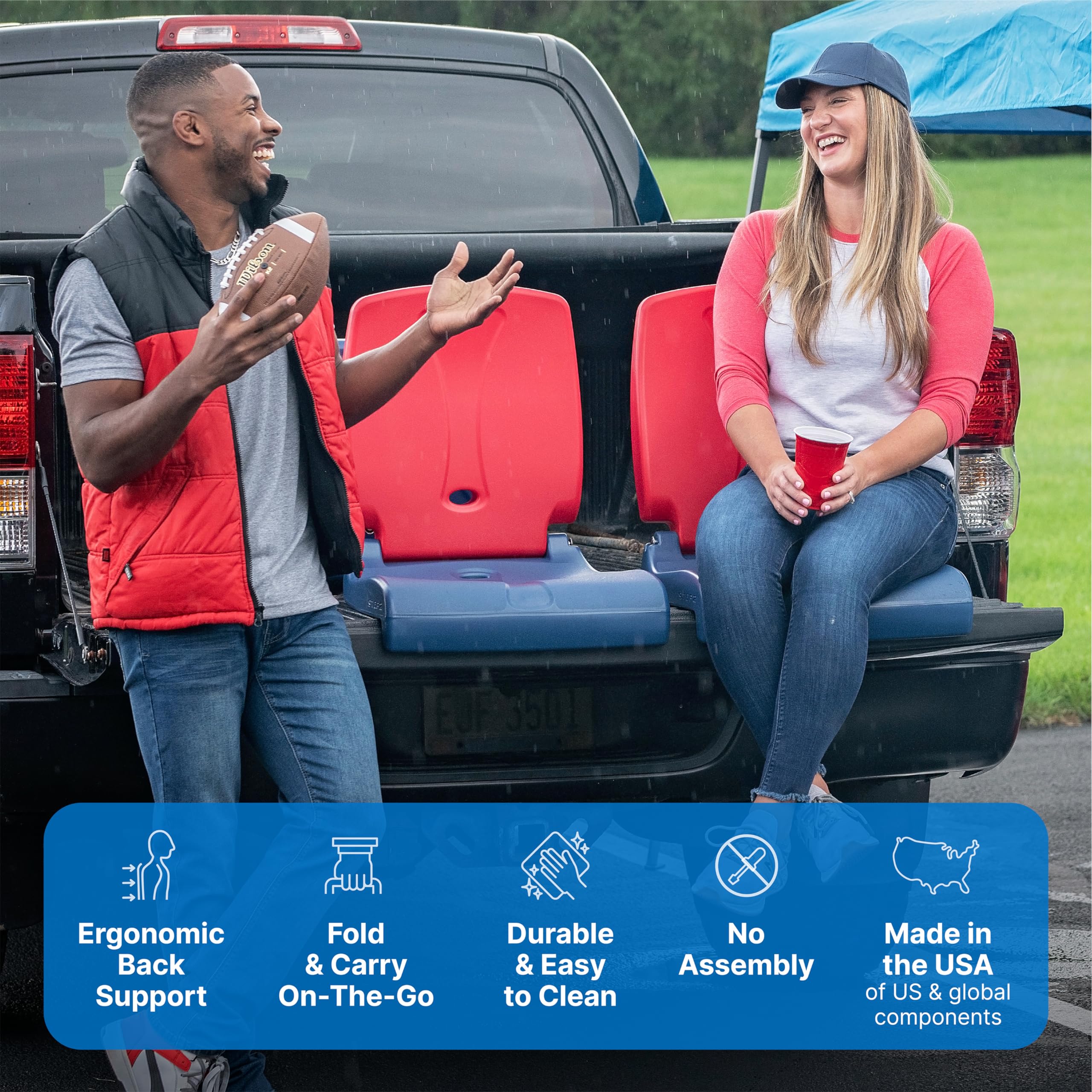 Step2 Kids Shell Flip Seat 2 Pack, Portable Outdoor Chair for Poolside, Camping, Beach, Stadium, Providing Back Support, Made of UV20 Durable Plastic, Mint