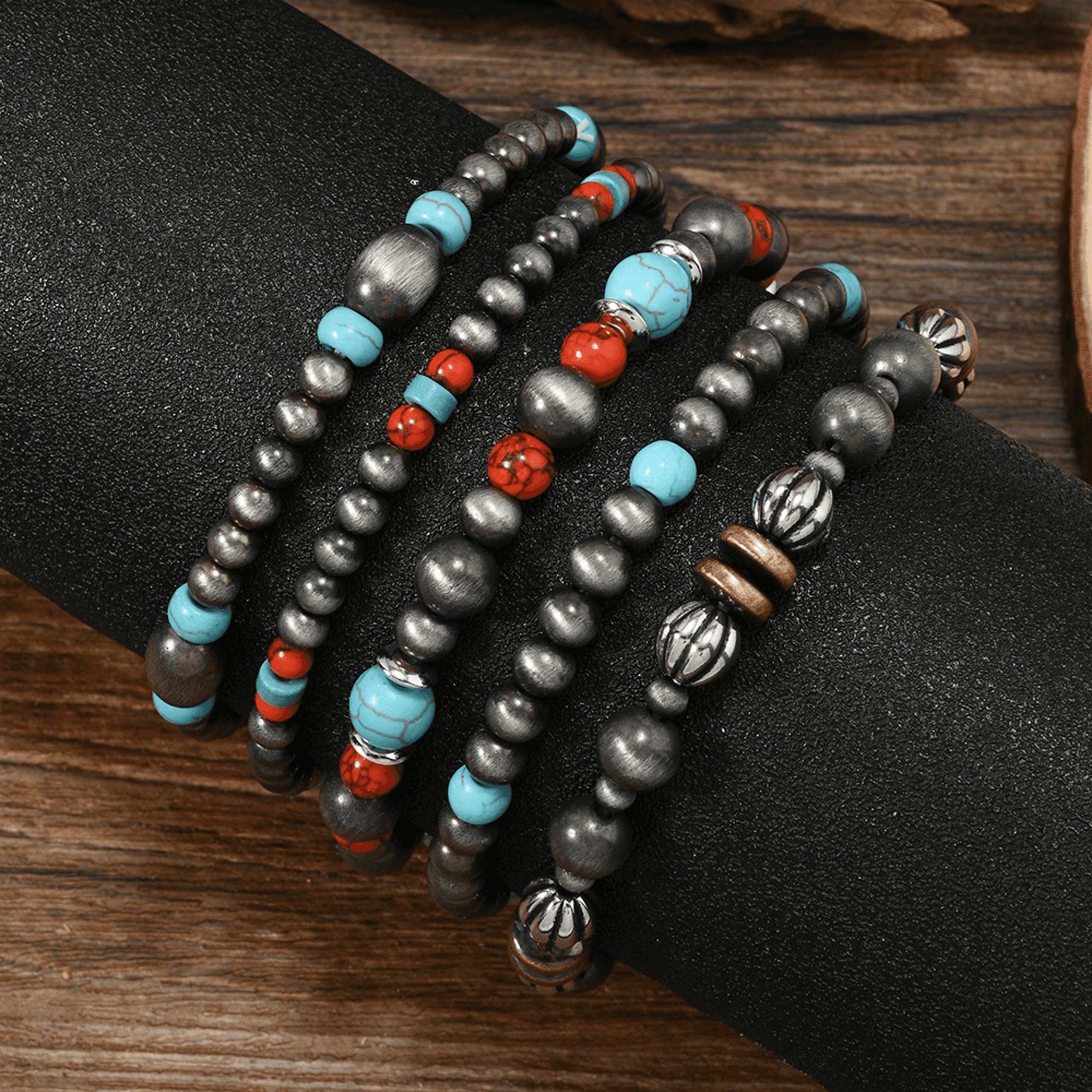 Navajo Pearls Jewelry Turquoise Western Bracelets Boho Native Jewelry Beaded Bracelet Stack for Summer Clothes Country Concert Outfits