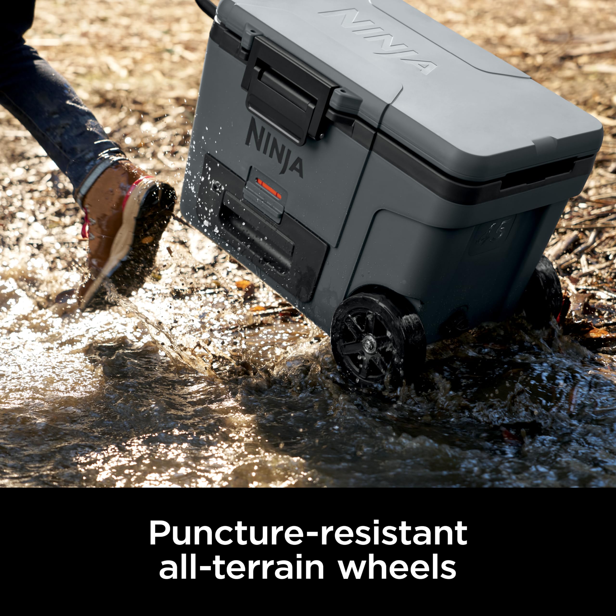 Ninja | Cooler | FrostVault 45QT Cooler with Wheels | Insulated with Temp Dry Storage Drawer | Keeps Ice Cold for Days | for the Beach, Camping, Picnics & More | Cloud White | FB245WH